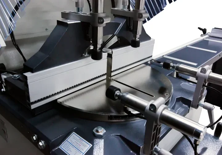 Industrial cutting machine close-up