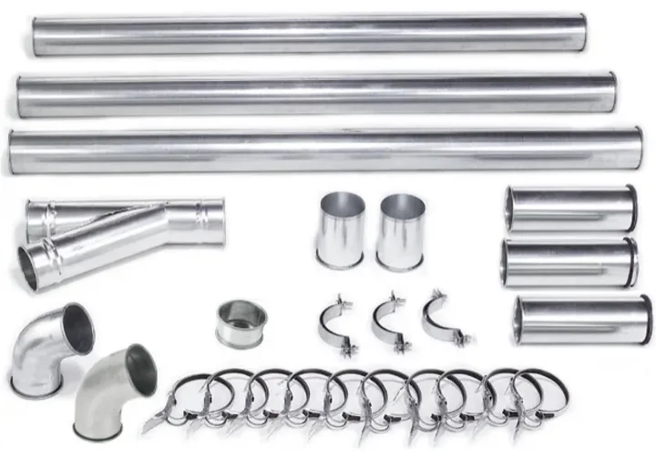 Automotive exhaust system parts laid out